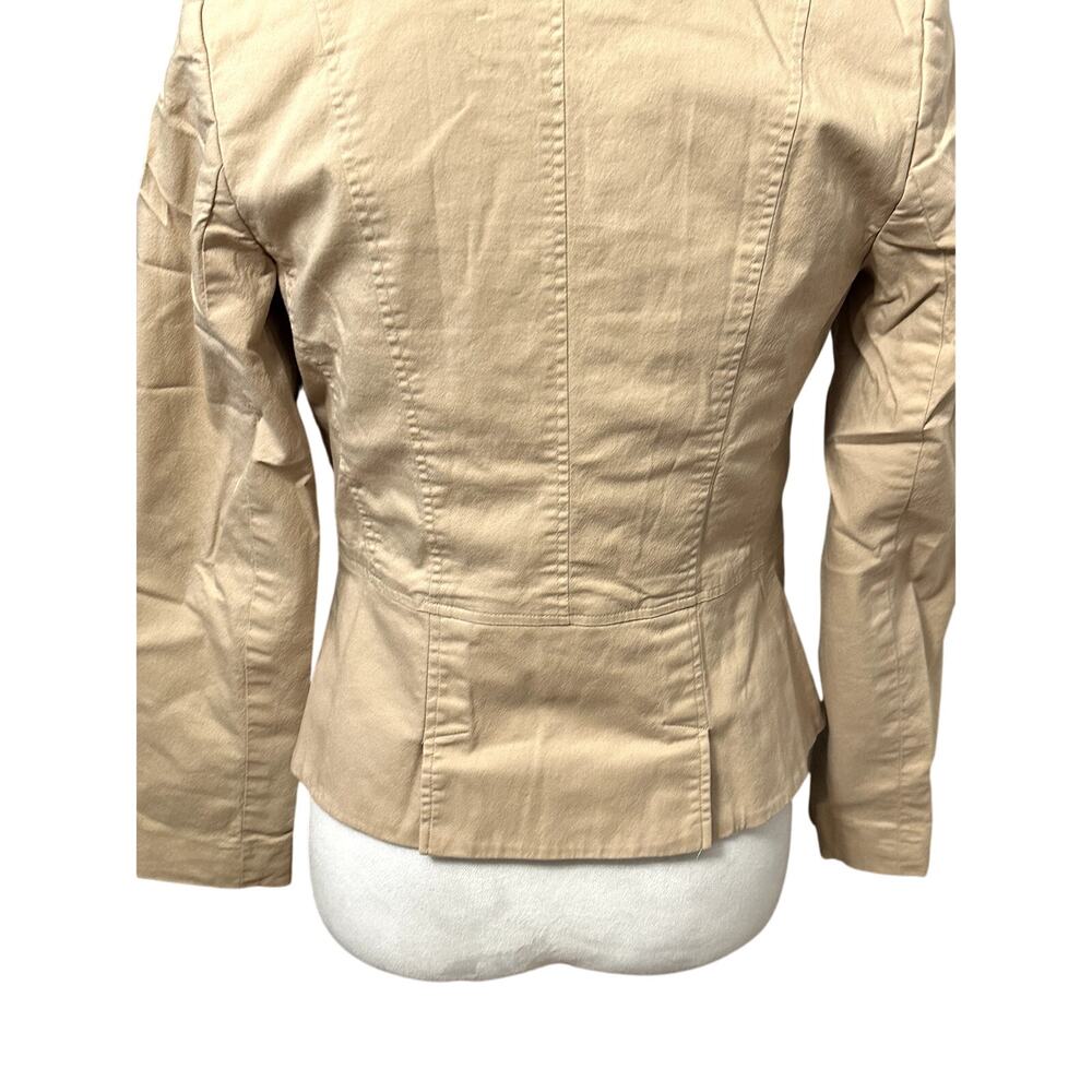 Apostrophe Classic Jacket Flap Pockets Epaulettes Button Front Stretch Beige W 2 - Picture 6 of 9